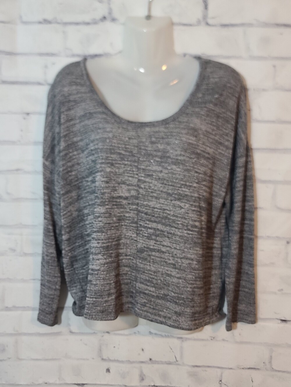 Old Navy Gray Solid Knit Scoop Neck Long Sleeve Pullover Sweater L